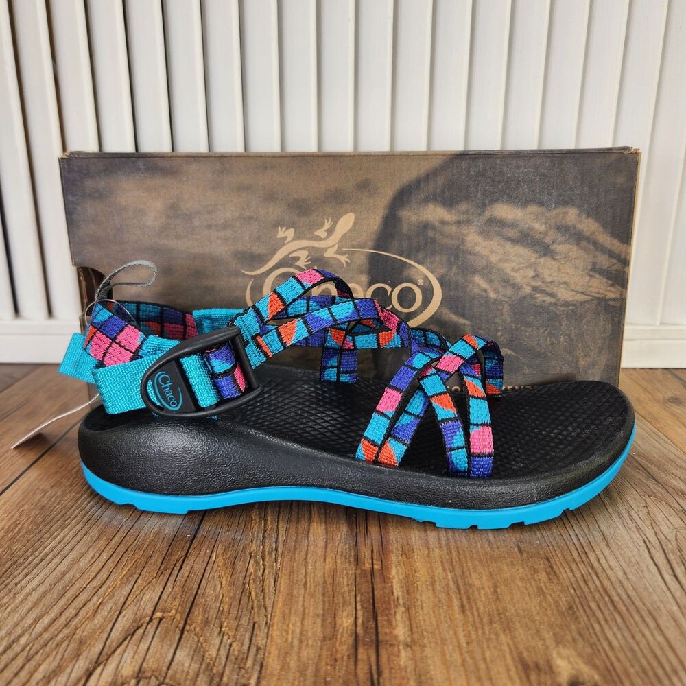 Chaco ZX/1 Ecotread Kids Sz 4M Break Teal Colorful Strappy Beach Sandals J180264